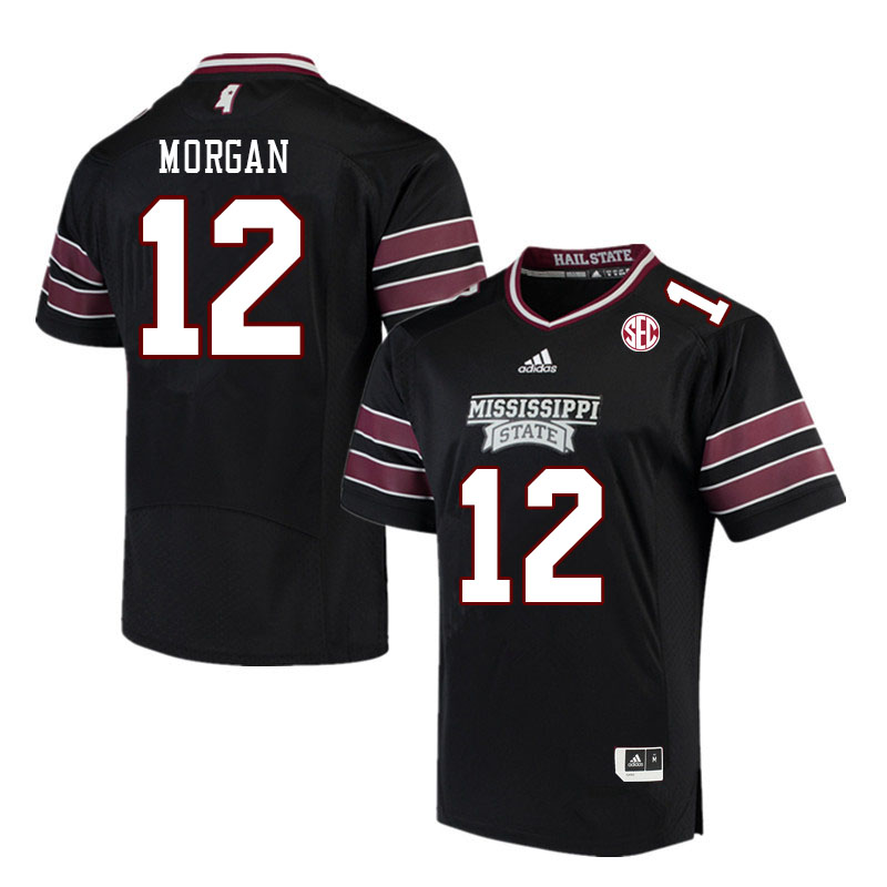 Men #12 Asher Morgan Mississippi State Bulldogs College Football Jerseys Stitched Sale-Black - Click Image to Close